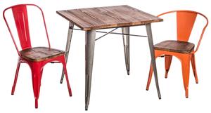 Stůl PARIS WOOD metalický sosna, 76 x 76 cm, hnědá sosna, dub