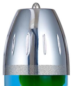 Mathmos Fireflow R1 Silver, originální lávová lampa stříbrná s modrou tekutinou a žlutou lávou, pro čajovou svíčku, výška 24cm