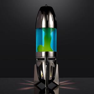 Mathmos Fireflow R1 Black, originální lávová lampa černá s modrou tekutinou a žlutou lávou, pro čajovou svíčku, výška 24cm