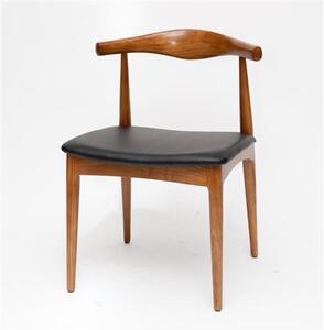 Židle CODO dřevěná j. hnědá, Sedák s čalouněním, Nohy: dřevo, dřevo, barva: černá, bez područek dub sonoma