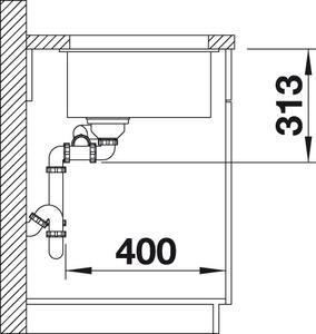 Granitový dřez Blanco SUBLINE 340/160 U aluminium bez táhla dřez vlevo