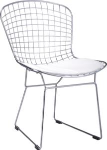 Židle HARRY bílý polštář, Sedák s čalouněním, Nohy: chrom, , barva: bílá, bez područek chrom