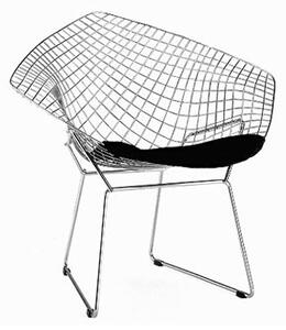 Židle HARRYARM černý polštář, Sedák s čalouněním, Nohy: ocel, kov, barva: černá, bez područek chrom