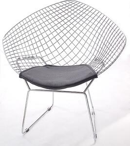 Židle HARRYARM černý polštář, Sedák s čalouněním, Nohy: ocel, kov, barva: černá, bez područek chrom