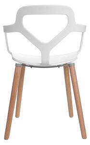 Židle NOX WOOD bílá, Sedák bez čalounění, Nohy: dřevo, dřevo, barva: bílá, s područkami buk