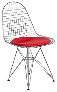 Židle NET červený samostatný polštář, Sedák s čalouněním, Nohy: chrom, , barva: červená, bez područek chrom