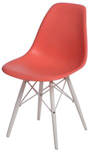 Židle P016V pp tmavě broskvová/bílá, Sedák bez čalounění, Nohy: buk, , barva: oranžová, bez područek buk