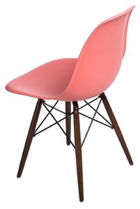 Židle P016V pp tmavá broskvová, tmavé nohy, Sedák bez čalounění, Nohy: dřevo, buk, barva: oranžová, bez područek lakované dřevo