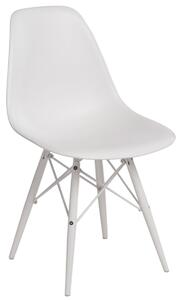 Židle P016V pp bílá/bílá, Sedák bez čalounění, Nohy: buk, kov, barva: bílá, bez područek buk