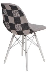 Židle P016V pattern šedá-patch/bílá, Sedák s čalouněním, Nohy: buk, látka, barva: šedá, bez područek buk