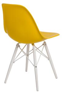 Židle P016V pp žlutá/bílá, Sedák bez čalounění, Nohy: buk, , barva: zlatá, bez područek buk