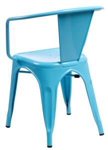 Židle PARIS ARMS modrá inspirované TOLIX, Sedák bez čalounění, Nohy: kov, , barva: modrá, s područkami kov