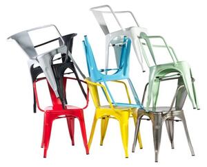 Židle Paris Arms inspirovaná Tolix bílá