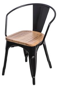 Židle Paris Arms Wood černá jasan, Sedák bez čalounění, Nohy: kov, dřevo, barva: černá, s područkami jasan