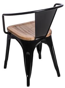 Židle Paris Arms Wood černá jasan, Sedák bez čalounění, Nohy: kov, dřevo, barva: černá, s područkami jasan