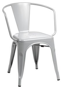 Židle PARIS ARMS šedá inspirované TOLIX, Sedák bez čalounění, Nohy: kov, , barva: šedá, s područkami kov