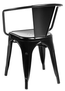 Židle PARIS ARMS černá inspirované TOLIX, Sedák bez čalounění, Nohy: kov, , barva: černá, s područkami kov