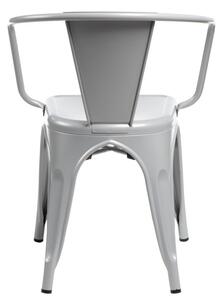Židle PARIS ARMS šedá inspirované TOLIX, Sedák bez čalounění, Nohy: kov, , barva: šedá, s područkami kov