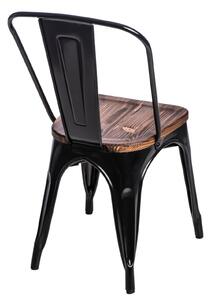Židle Paris Wood černá sosna, Sedák bez čalounění, Nohy: kov, dřevo, barva: černá, bez područek sosna