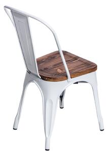 Židle PARIS WOOD bílá sosna, Sedák bez čalounění, Nohy: kov, dřevo, barva: bílá, bez područek sosna