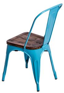 Židle PARIS WOOD modrá sosna, Sedák bez čalounění, Nohy: kov, dřevo, barva: hnědá, bez područek sosna