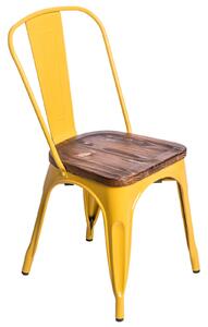 Židle PARIS WOOD žlutá sosna, Sedák bez čalounění, Nohy: kov, dřevo, barva: hnědá, bez područek sosna