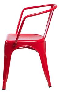 Židle PARIS ARMS červená inspirované TOLIX, Sedák bez čalounění, Nohy: kov, , barva: červená, s područkami kov