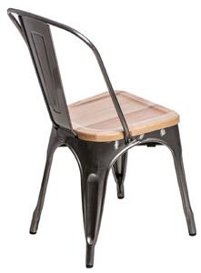 Židle PARIS WOOD metalická jasan, Sedák bez čalounění, Nohy: kov, kov, barva: šedá, bez područek jasan