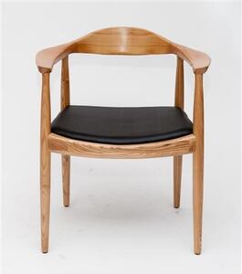 Židle PRESIDENT dřevěná natural, Sedák s čalouněním, Nohy: dřevo, dřevo, barva: černá, s područkami dub sonoma