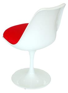 Židle TUL bílá/červený polštář, Sedák s čalouněním, Nohy: kov, plast, barva: bílá, bez područek plast
