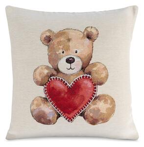 VÁNOČNÍ GOBELÍNOVÝ DEKORAČNÍ POVLAK NA POLŠTÁŘ TEDDY 45X45 CM VZOROVANÁ