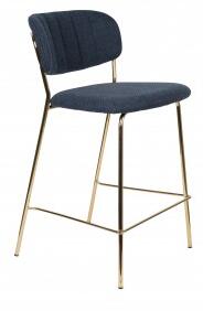 White Label Living Barová židle s područkami JOLIEN ZUIVER tmavě modrá/nohy zlaté 1500094
