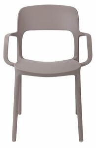 Židle s područkami FLEXI mírně šedá, Sedák bez čalounění, Nohy: polypropylén, plast, barva: šedá, s područkami plast