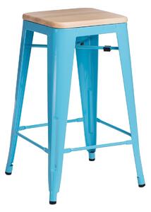 Barová židle PARIS WOOD 65cm modrá sosna přírodní