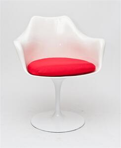 Židle TULAR bílá/červený polštář, Sedák s čalouněním, Nohy: kov, plast, barva: bílá, s područkami plast