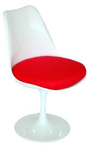 Židle TUL bílá/červený polštář, Sedák s čalouněním, Nohy: kov, plast, barva: bílá, bez područek plast