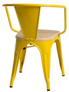 Židle paris arms wood žlutá přírodní sosna, Sedák bez čalounění, Nohy: kov, dřevo, barva: hnědá, s područkami sosna