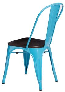 Židle PARIS WOOD modrá sosna kartáčovaná, Sedák bez čalounění, Nohy: kov, dřevo, barva: hnědá, bez područek sosna