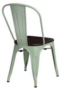 Židle PARIS WOOD zelená sosna kartáčovaná, Sedák bez čalounění, Nohy: kov, dřevo, barva: hnědá, bez područek sosna