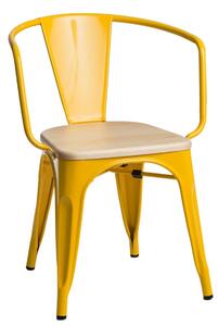Židle paris arms wood žlutá přírodní sosna, Sedák bez čalounění, Nohy: kov, dřevo, barva: hnědá, s područkami sosna