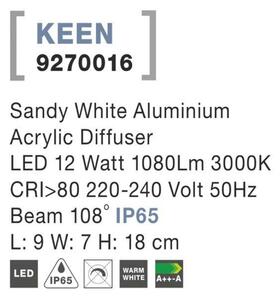 NOVA LUCE venkovní nástěnné svítidlo KEEN bílý hliník akrylový difuzor LED 12W 3000K 220-240V 108st. IP65 9270016