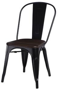 Židle PARIS WOOD černá sosna kartáčovaná, Sedák bez čalounění, Nohy: kov, dřevo, barva: černá, bez područek sosna