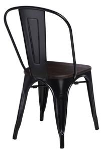Židle PARIS WOOD černá sosna kartáčovaná, Sedák bez čalounění, Nohy: kov, dřevo, barva: černá, bez područek sosna