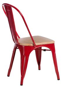 Židle PARIS WOOD červená přírodní sosna, Sedák bez čalounění, Nohy: kov, dřevo, barva: hnědá, bez područek sosna