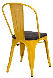 Židle PARIS WOOD žlutá sosna kartáčovaná, Sedák bez čalounění, Nohy: kov, dřevo, barva: hnědá, bez područek sosna