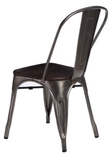 Židle Paris Wood metalická sosna kartáčovaná, Sedák bez čalounění, Nohy: kov, dřevo, barva: šedá, bez područek sosna