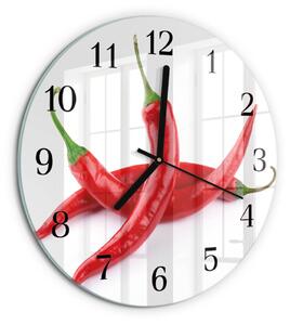 Skleněné nástěnné hodiny Chilli papričky zsoc-fi30-00183984