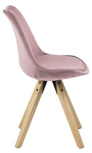 Židle Dima VIC samet/kaučukové dřevo - starorůžová, přírodní nohy