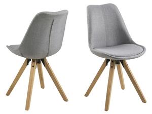 Židle DIMA světle šedá, Sedák s čalouněním, dřevo, barva: šedá, bez područek