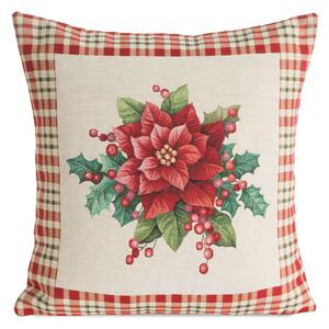 VÁNOČNÍ GOBELÍNOVÁ DEKORAČNÍ POVLAK NA POLŠTÁŘ MERRY 45X45 CM VZOROVANÁ